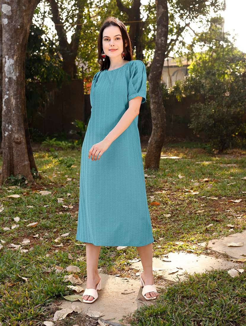Women Self Design Short Sleeves Shift Dress - 22549494 -  Standard Image - 2