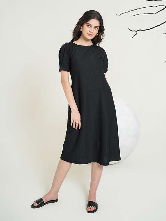 women self design short sleeves a-line dress - 22549495 -  Standard Image - 2