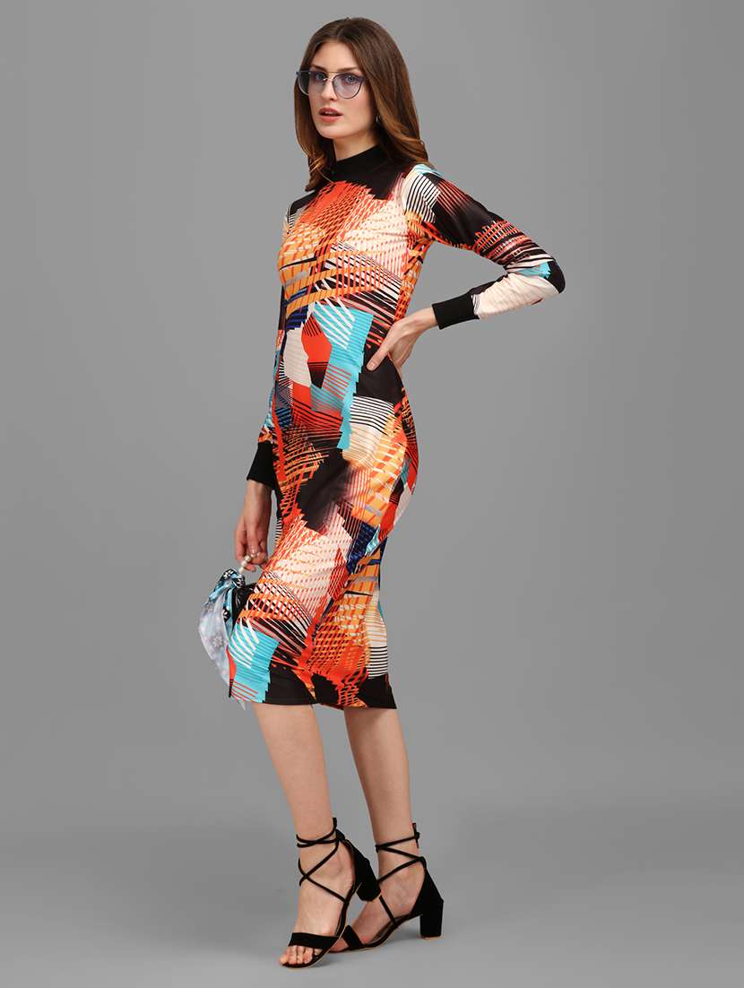 women printed long sleeves bodycon dress - 22549509 -  Standard Image - 2