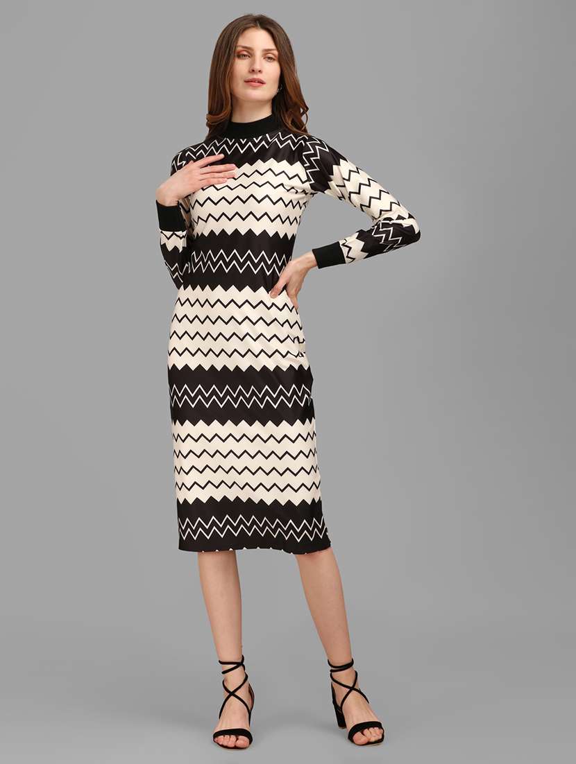 women printed long sleeves bodycon dress - 22549514 -  Standard Image - 2