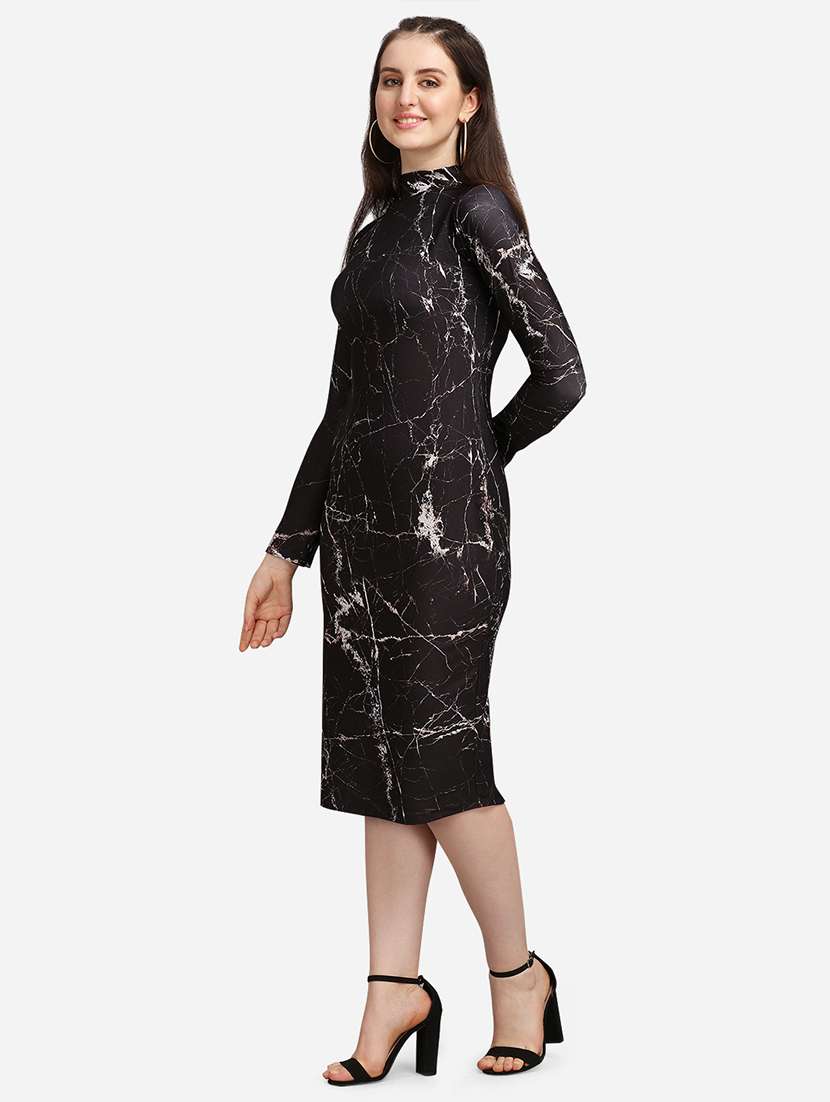 women printed long sleeves bodycon dress - 22549515 -  Standard Image - 2
