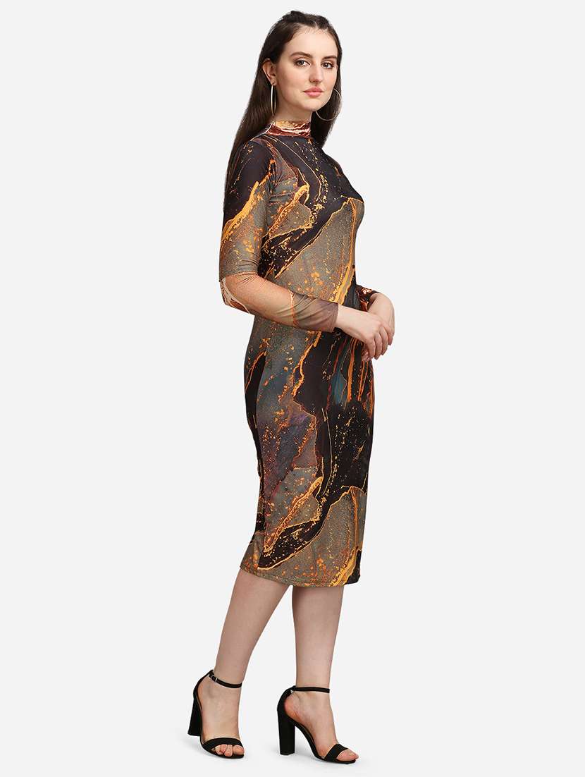 women printed long sleeves bodycon dress - 22549516 -  Standard Image - 2