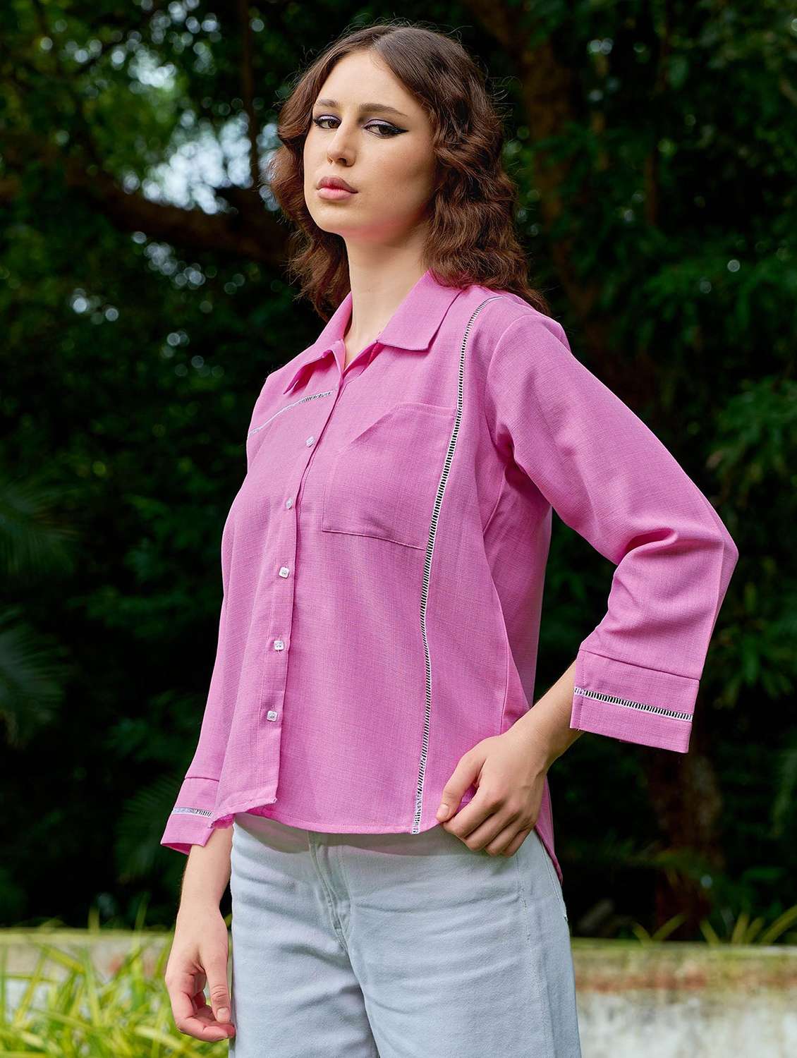 Women Solid Long Sleeves Regular Shirt - 22549554 -  Standard Image - 2