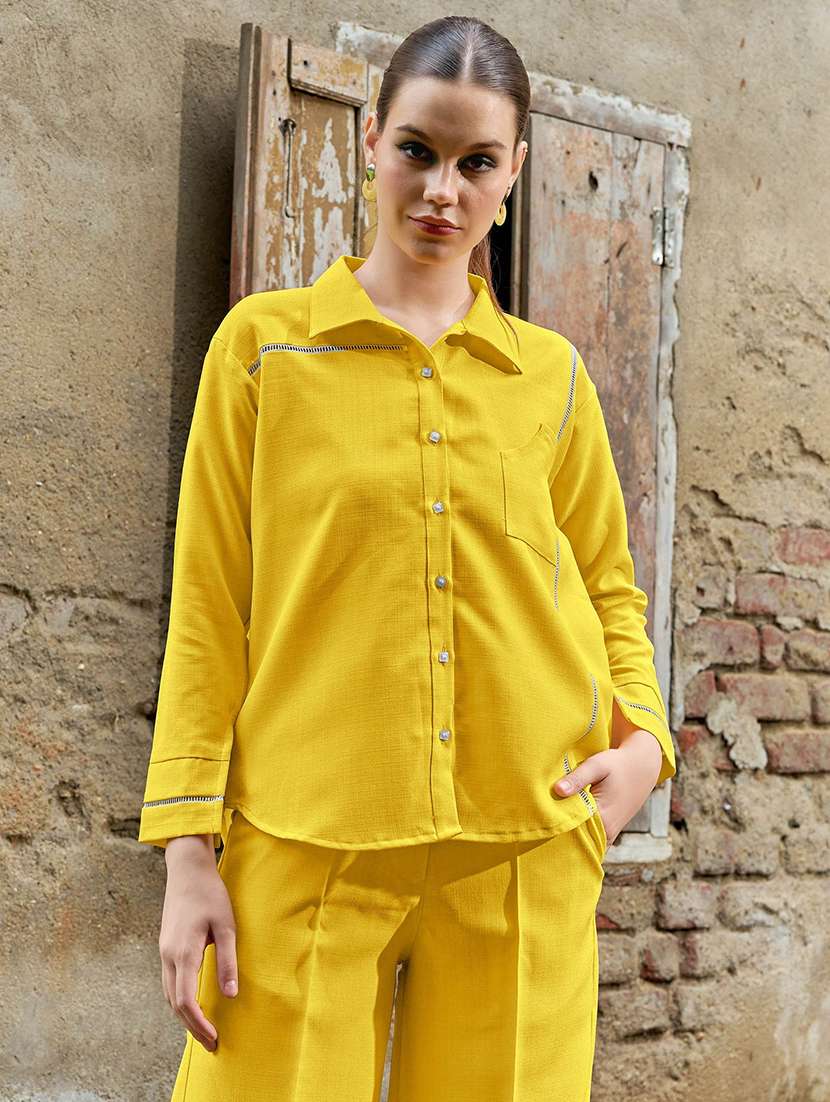 women solid long sleeves regular shirt - 22549556 -  Standard Image - 2
