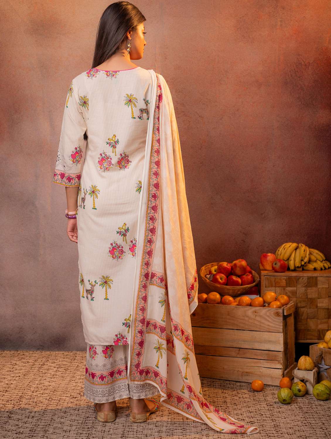 Women Printed Three Quarter Sleeve Kurta Pant With Dupatta Set - 22549986 -  Standard Image - 2