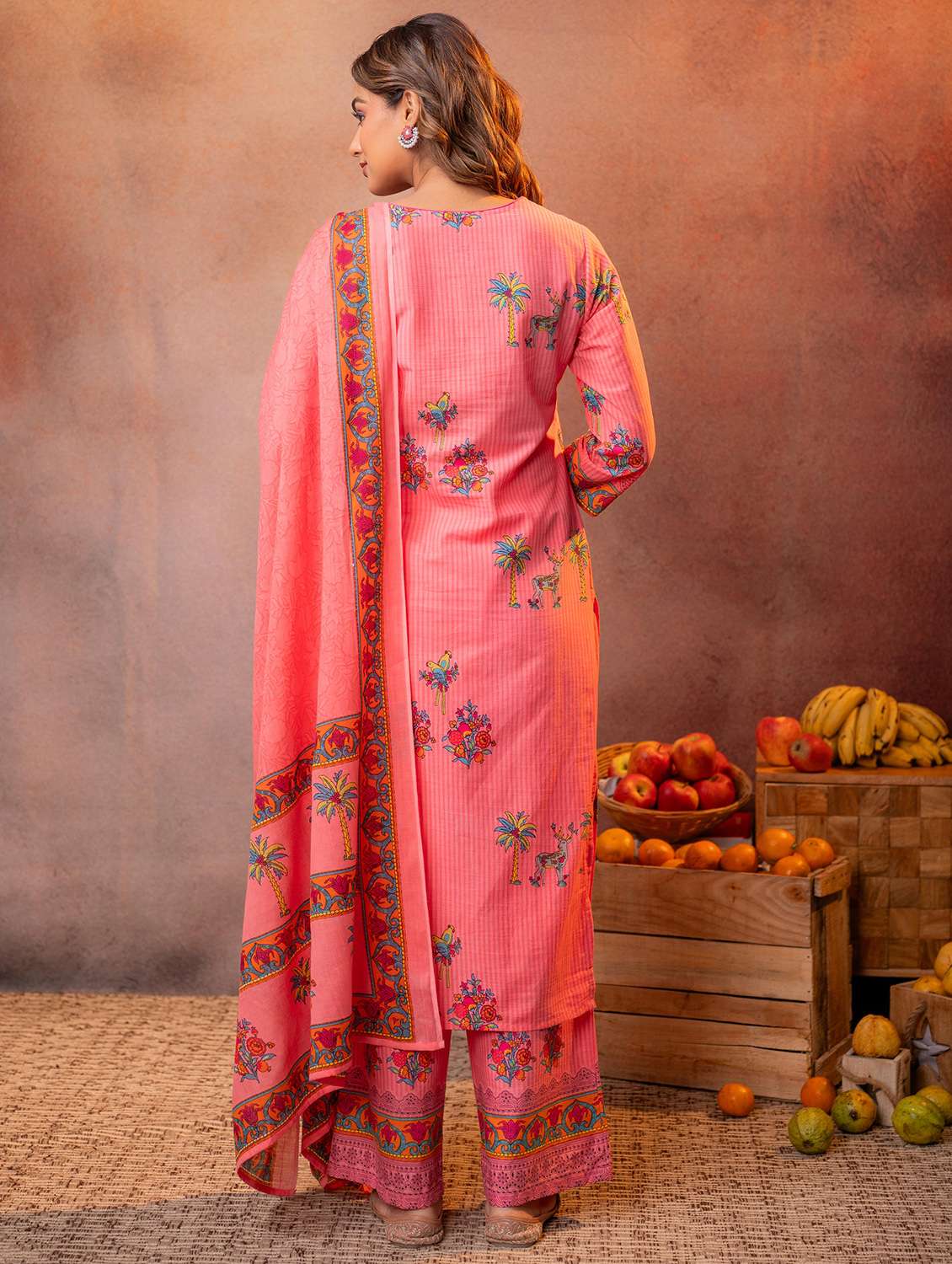 Women Printed Three Quarter Sleeve Kurta Pant With Dupatta Set - 22549987 -  Standard Image - 2