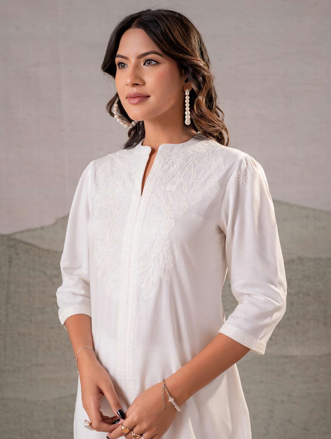 women embroidered three quarter sleeve ethnic co-ord set - 22550050 -  Standard Image - 2