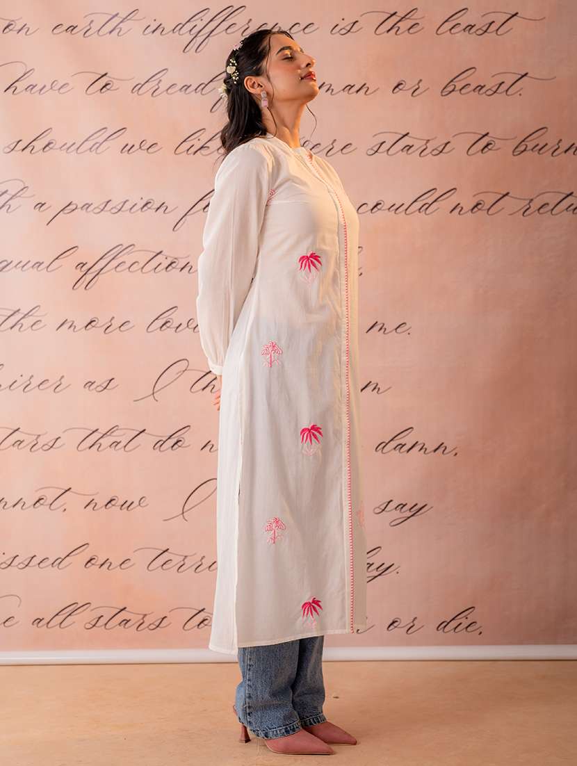 women embroidered long sleeves a-line kurta - 22550257 -  Standard Image - 2
