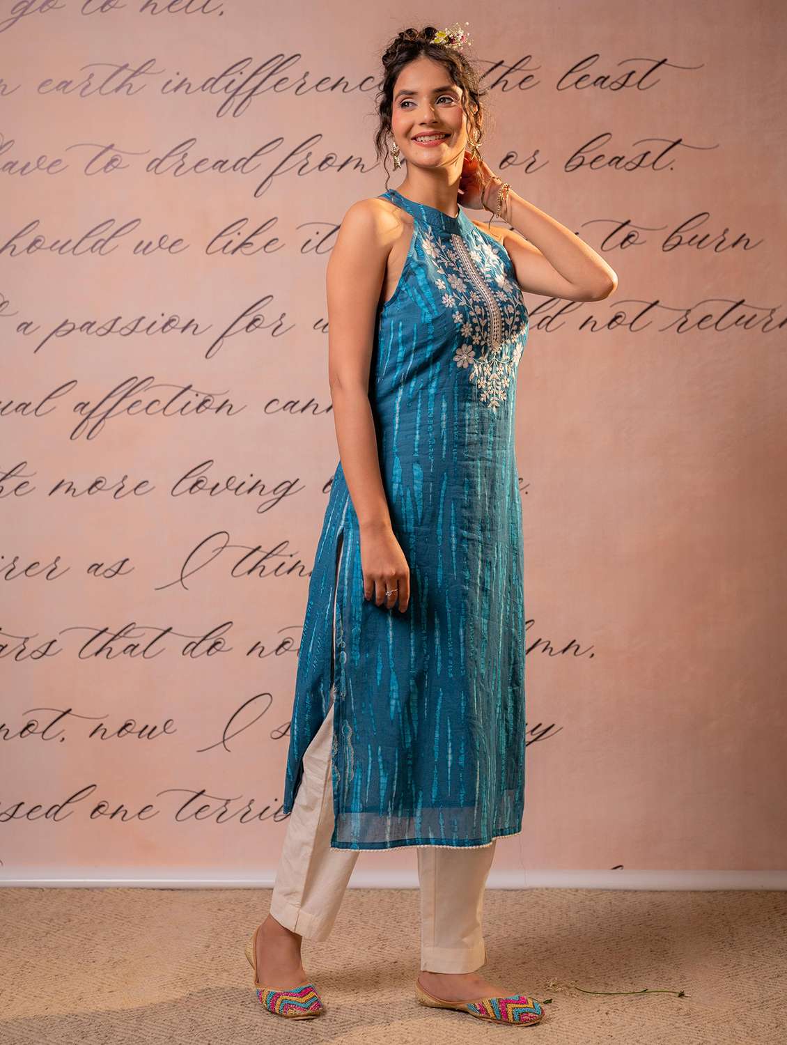 women printed sleeveless straight kurta - 22550274 -  Standard Image - 2