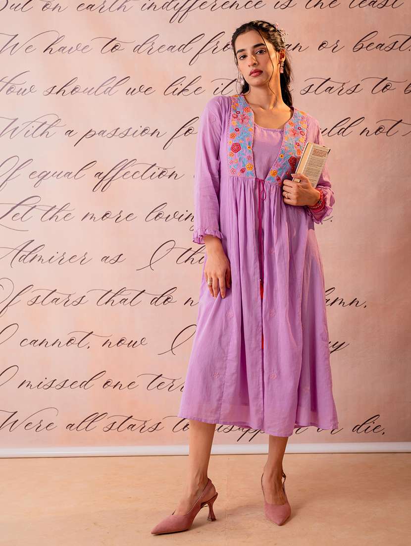 women embroidered long sleeves a-line dress with jacket - 22550332 -  Standard Image - 2
