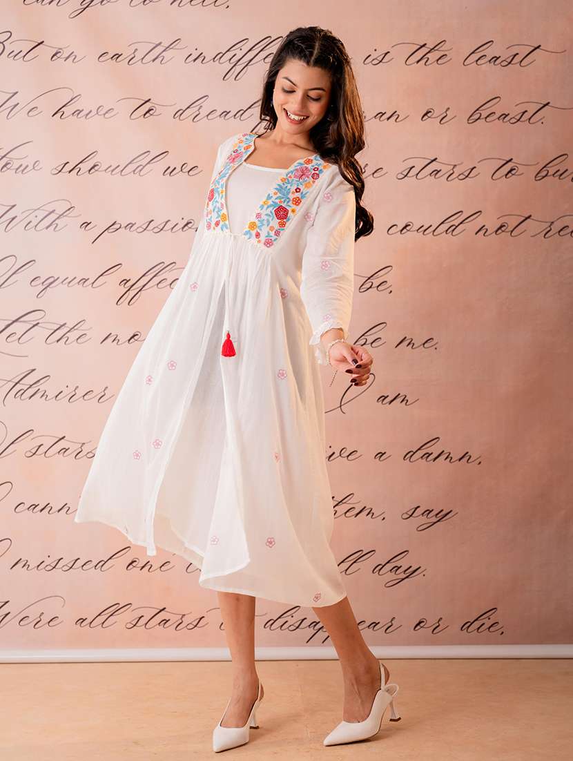 women embroidered long sleeves a-line dress with jacket - 22550333 -  Standard Image - 2