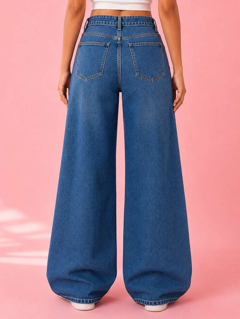 women washed mid rise baggy jeans - 22550354 -  Standard Image - 2