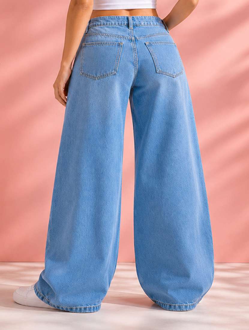 women washed mid rise baggy jeans - 22550355 -  Standard Image - 2
