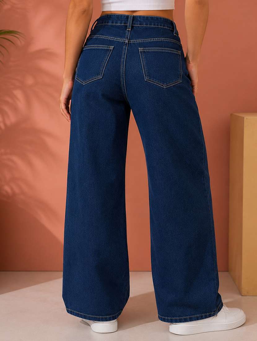 women washed mid rise wide leg jeans - 22550356 -  Standard Image - 2