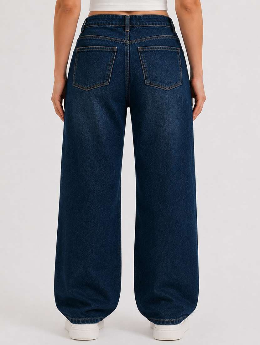 women washed mid rise baggy jeans - 22550357 -  Standard Image - 2