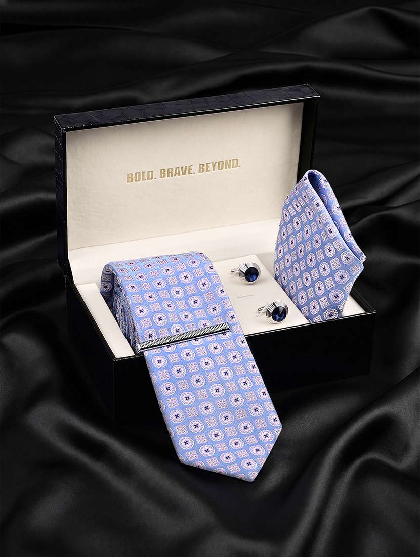 work wear pastel blue polka dot tie set with pocket square and cufflinks - 22550362 -  Standard Image - 2