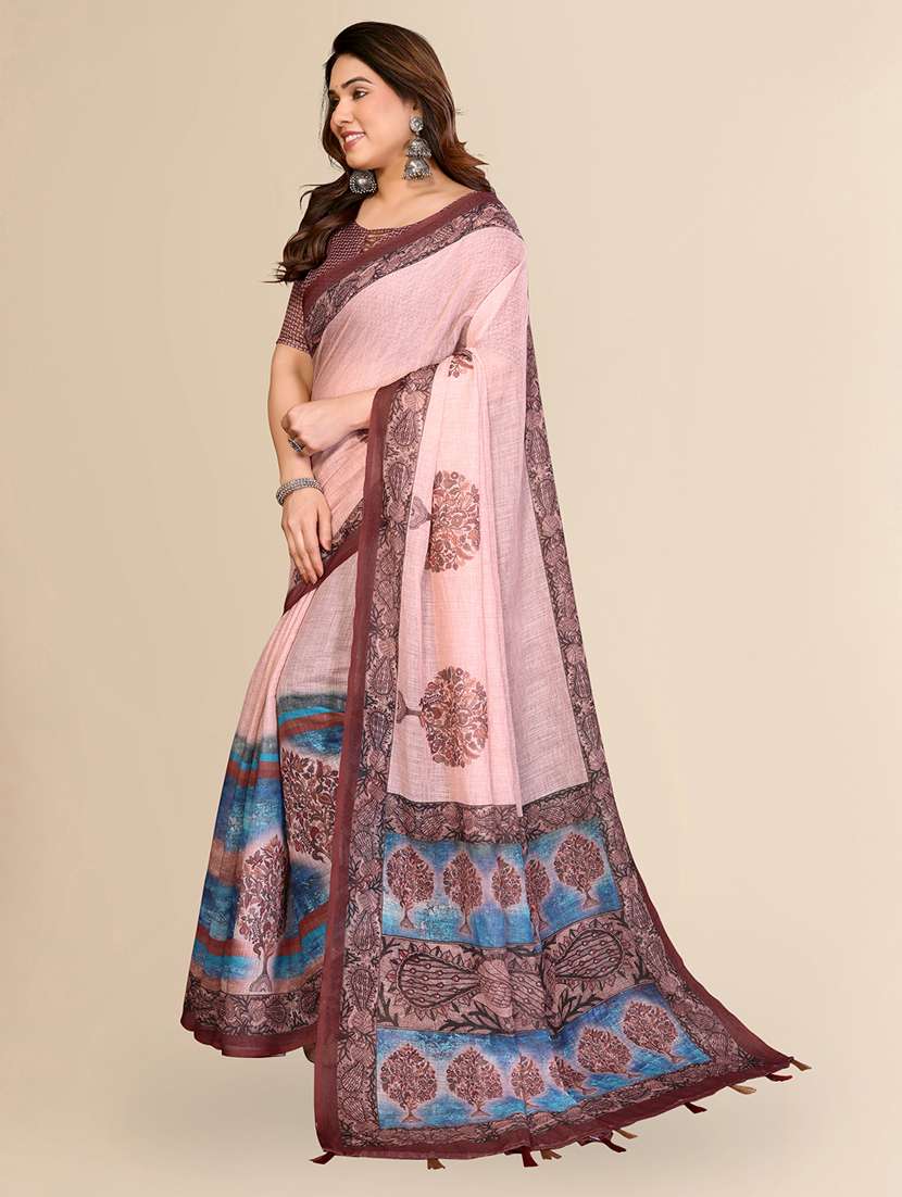 Women Printed Casual Wear Saree With Blouse - 22550395 -  Standard Image - 2
