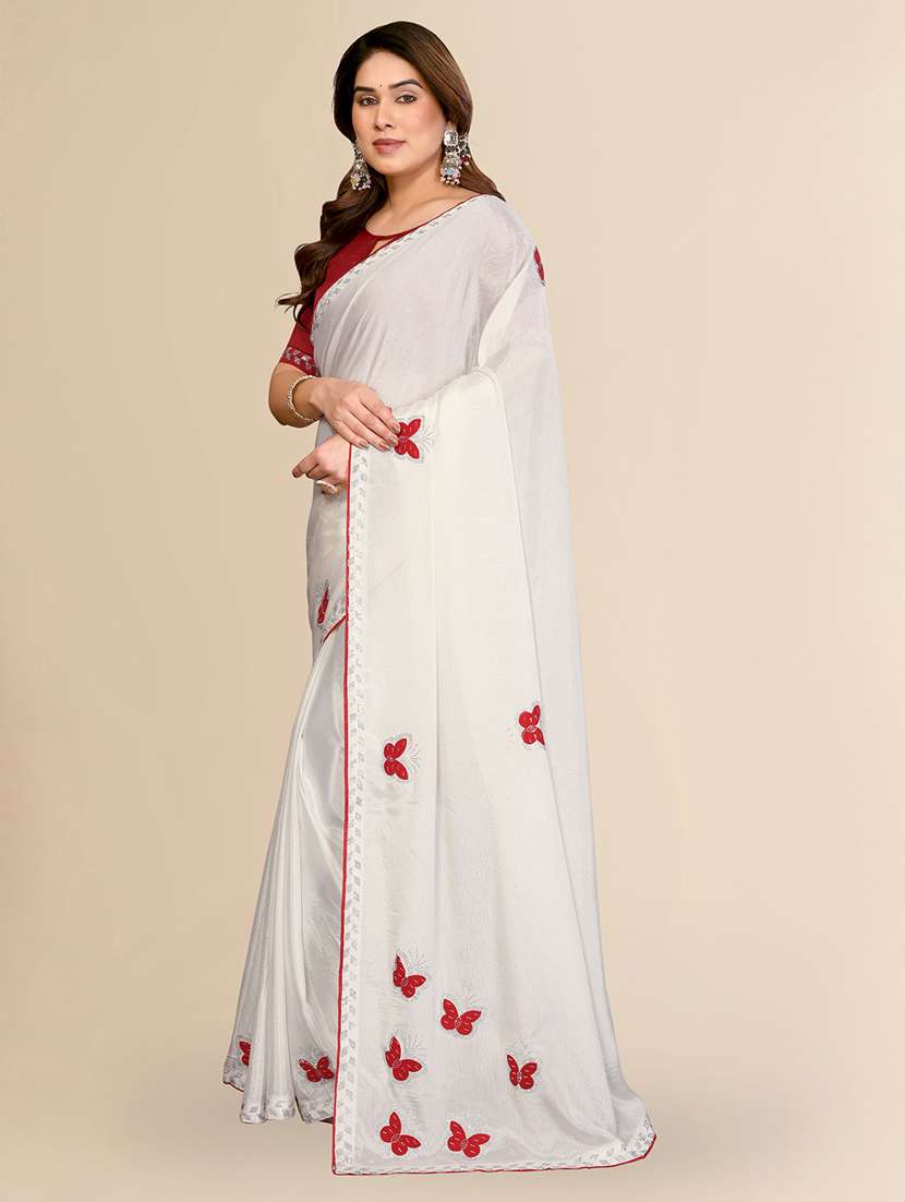 women solid with work embroidered saree with blouse - 22550398 -  Standard Image - 2