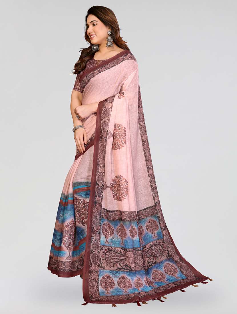 Women Printed Casual Wear Saree With Blouse - 22550421 -  Standard Image - 2