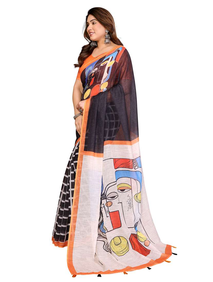 Women Printed Casual Wear Saree With Blouse - 22550440 -  Standard Image - 2