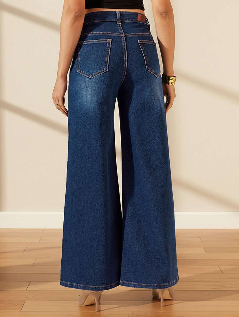 Women Washed High Rise Wide Leg Jeans - 22550458 -  Standard Image - 2