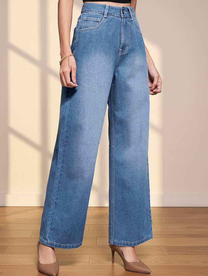 women washed high rise wide leg jeans - 22550461 -  Standard Image - 2