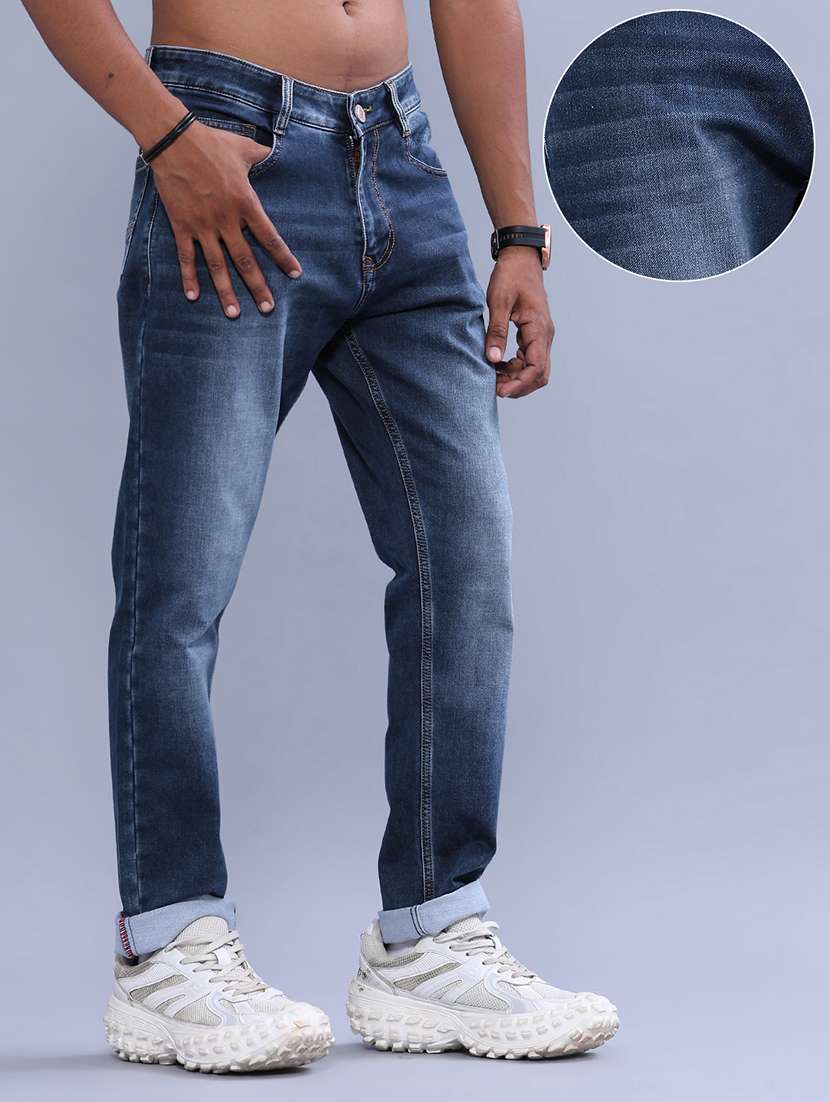 Men Washed Mid Rise Full Length Tapered Jeans - 22550487 -  Standard Image - 2