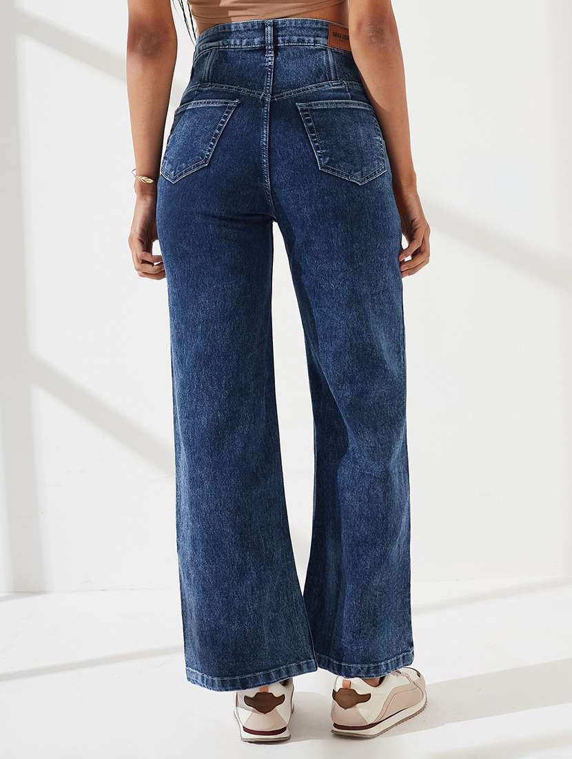 women solid high rise wide leg jeans - 22550861 -  Standard Image - 2