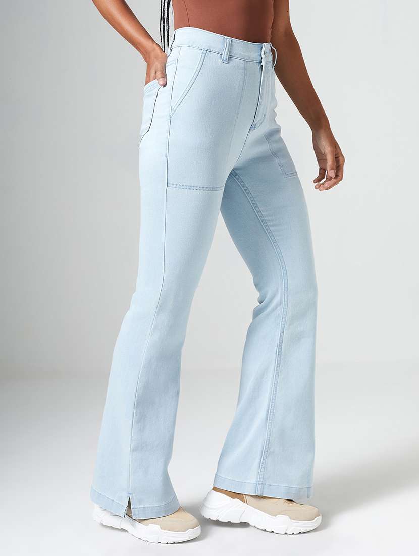 women solid high rise bootcut jeans - 22550878 -  Standard Image - 2