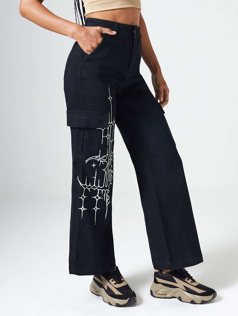 women printed high rise cargo jeans - 22550897 -  Standard Image - 2