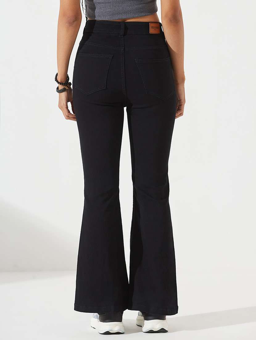 women solid high rise bootcut jeans - 22550917 -  Standard Image - 2