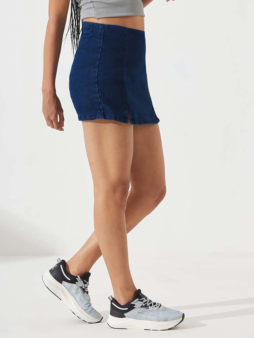 women solid high rise regular fit skort - 22550942 -  Standard Image - 2
