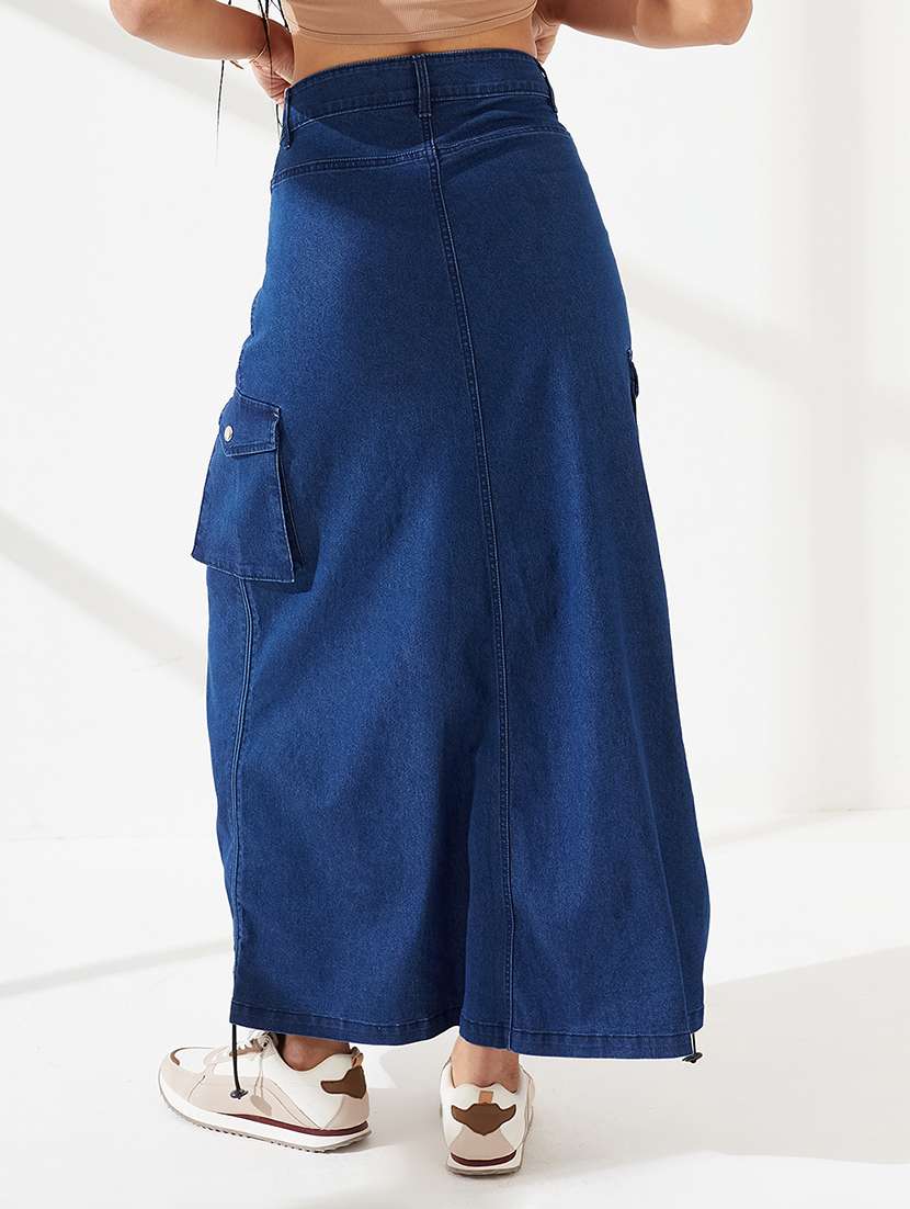 women solid high rise denim skirt - 22550971 -  Standard Image - 2