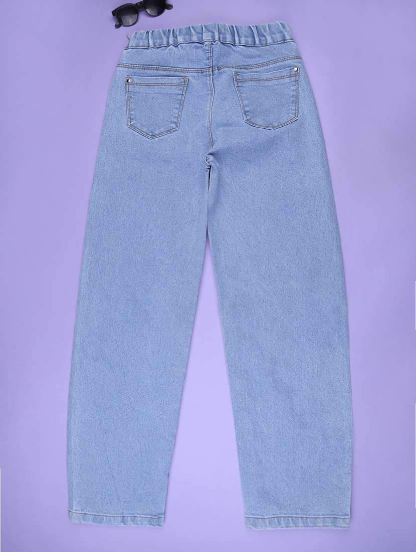 Girls Solid Mid Rise Straight Jeans - 22551295 -  Standard Image - 2