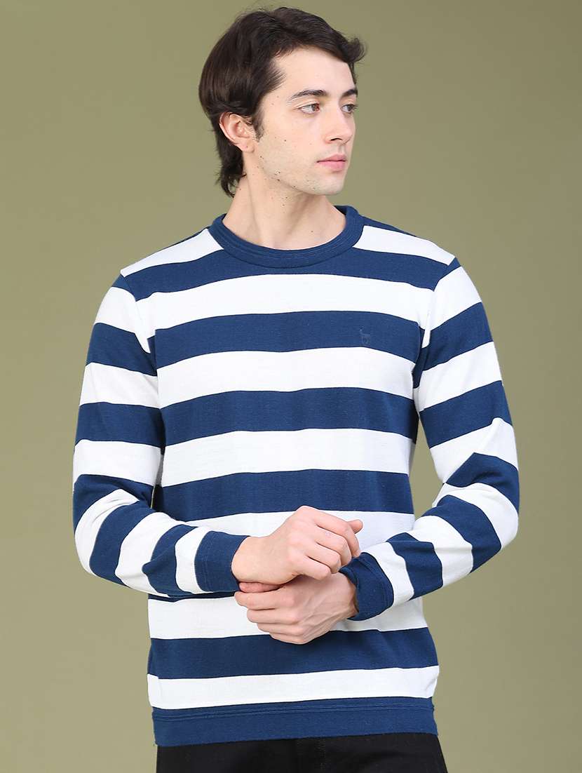 Men Striped Long Sleeve Regular Fit Pullover - 22551413 -  Standard Image - 2
