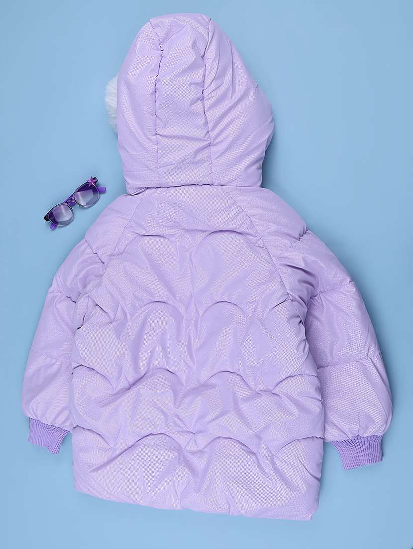 Girls Solid Long Sleeve Hooded Quilted Jacket - 22552299 -  Standard Image - 2
