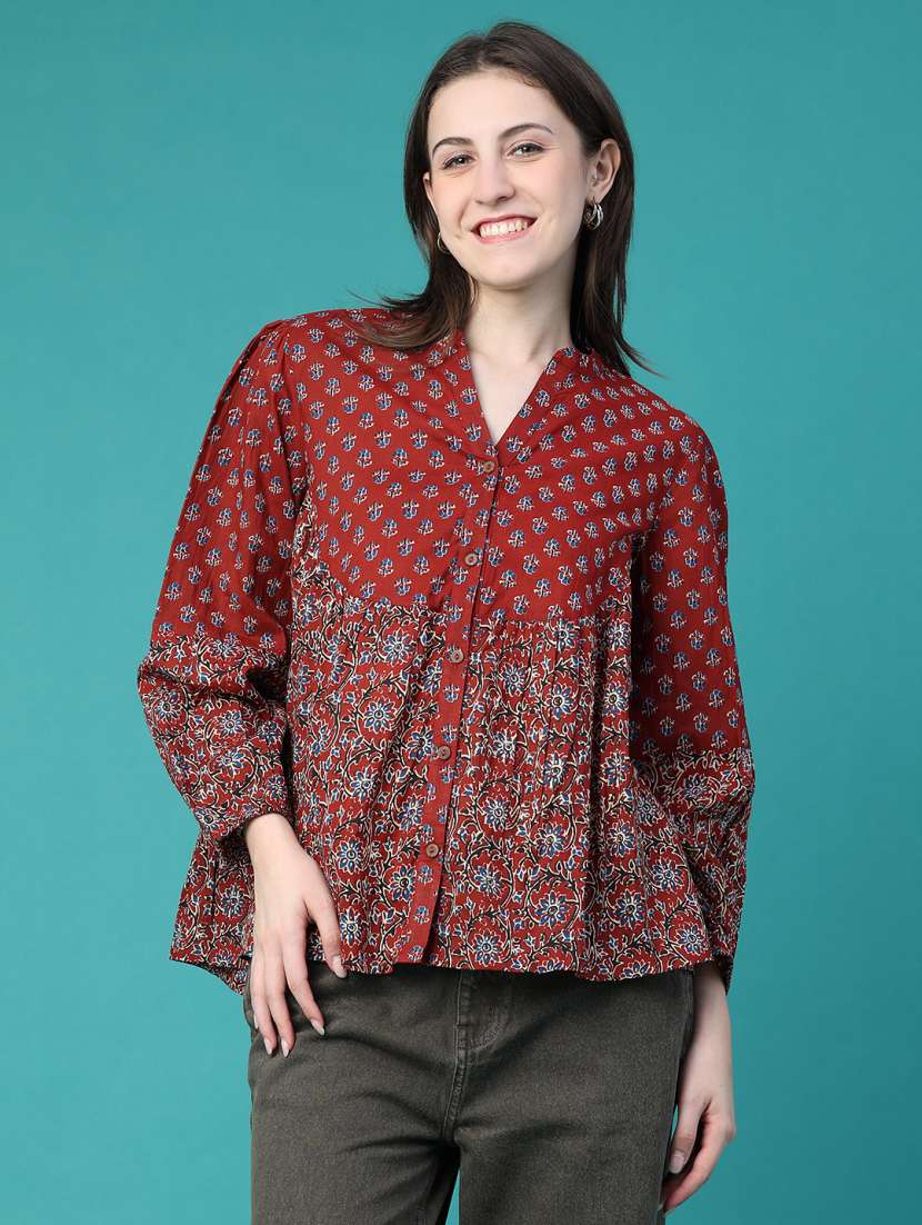 Women Printed Long Sleeves A-line Top - 22552484 -  Standard Image - 2
