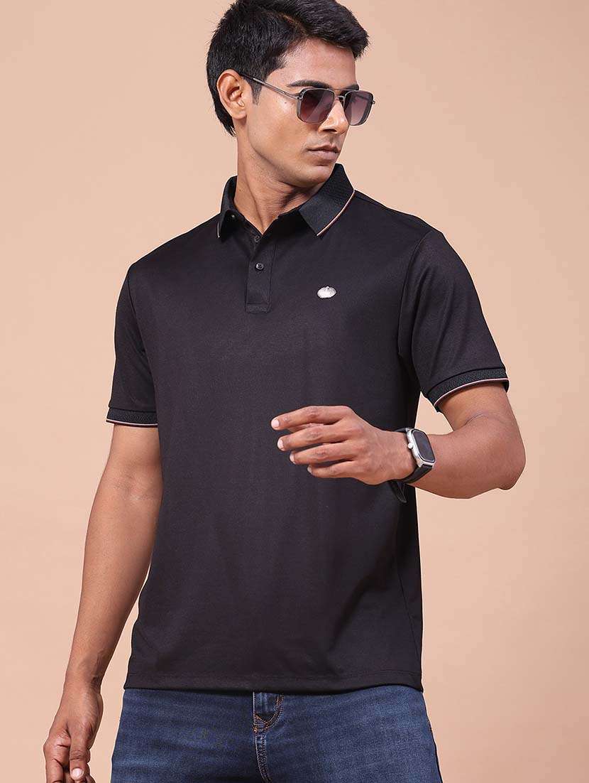 men solid short sleeve regular fit polo t-shirt