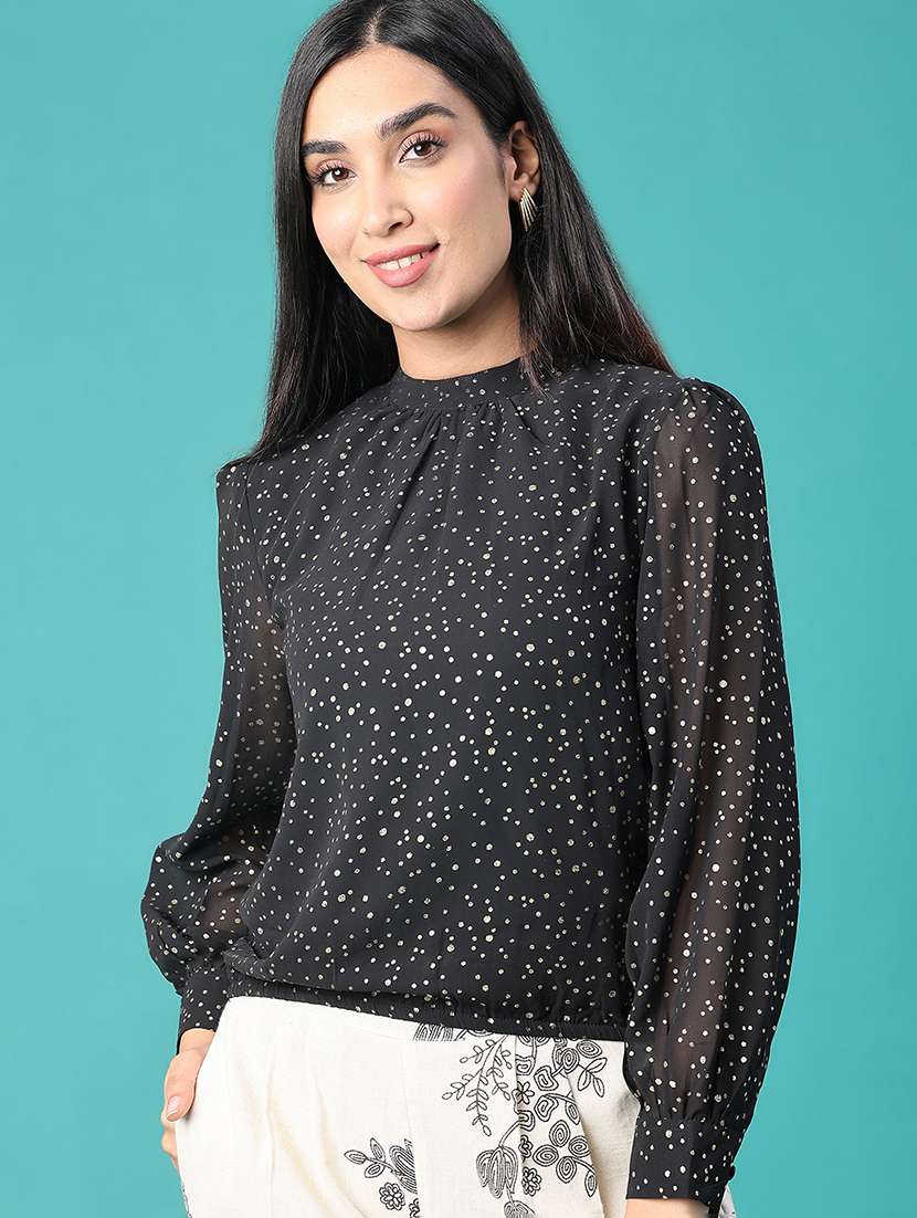 women printed long sleeves regular top