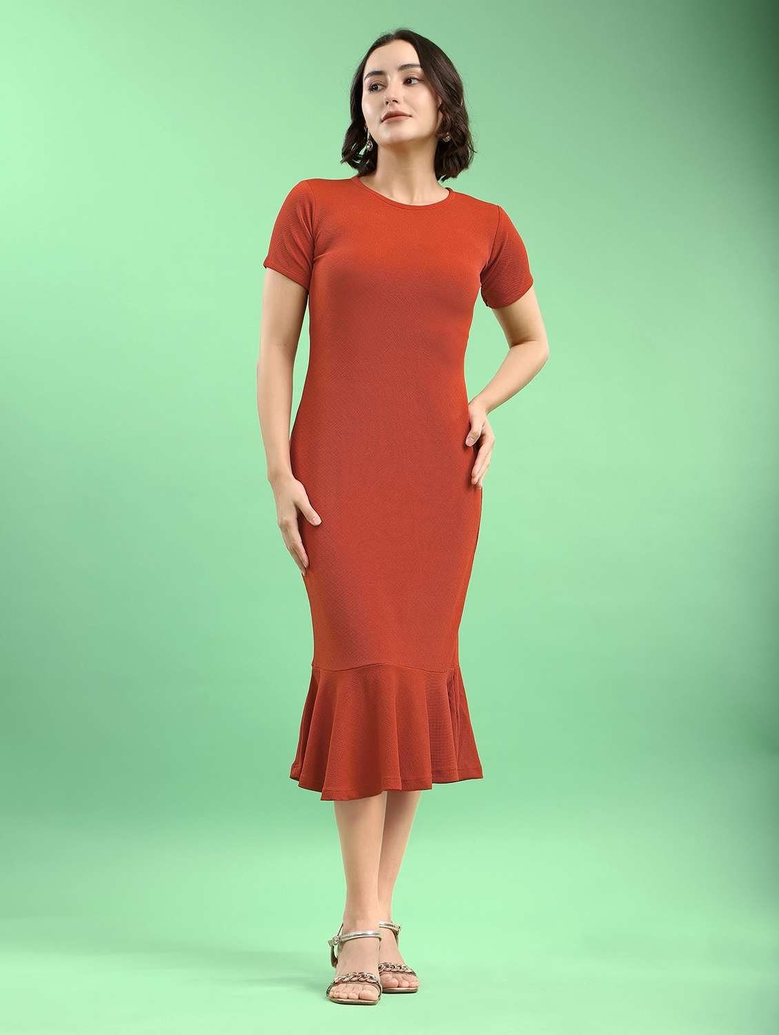 women solid round neck sheath dress - 22553298 -  Standard Image - 2