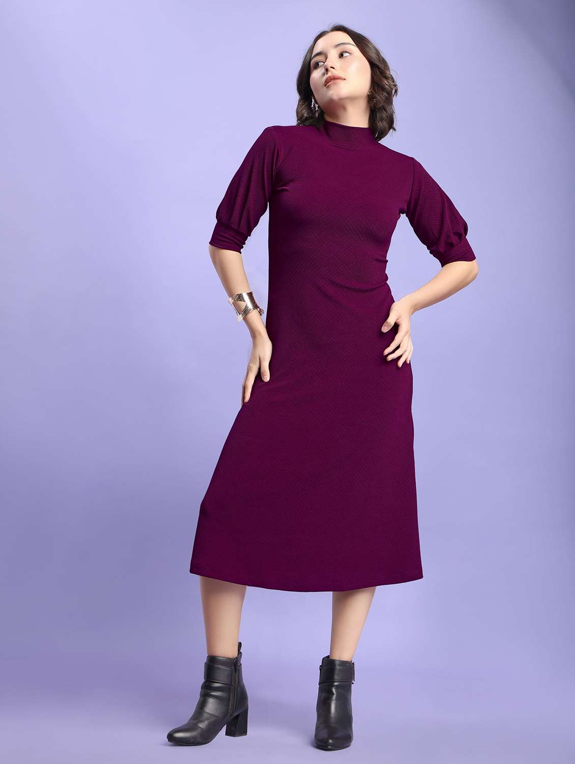 women self design short sleeves a-line dress