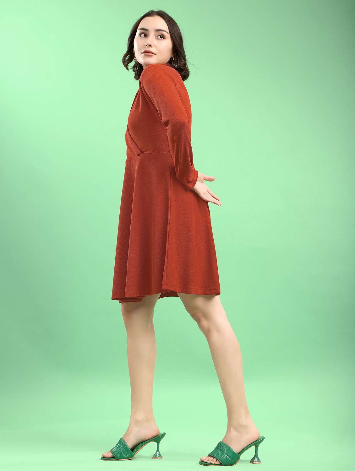 women self design long sleeves fit and flare dress - 22553316 -  Standard Image - 2