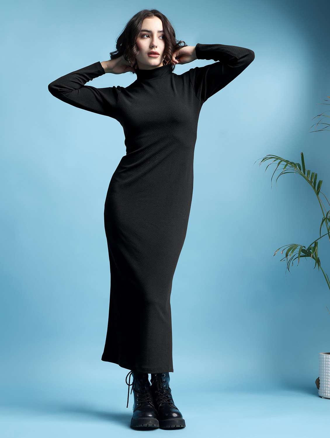 women solid long sleeves sheath dress - 22553330 -  Standard Image - 2