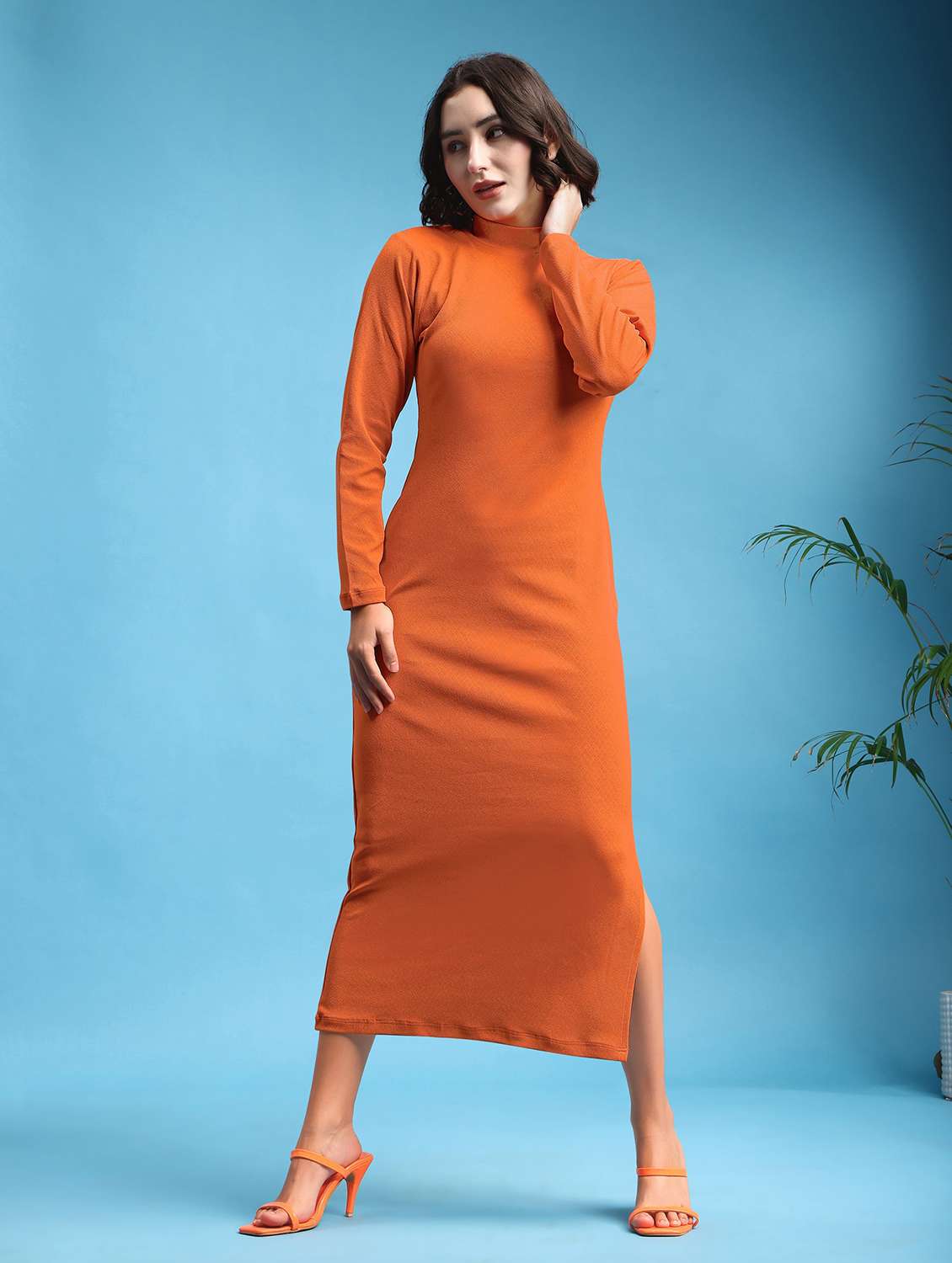 women solid long sleeves sheath dress - 22553331 -  Standard Image - 2