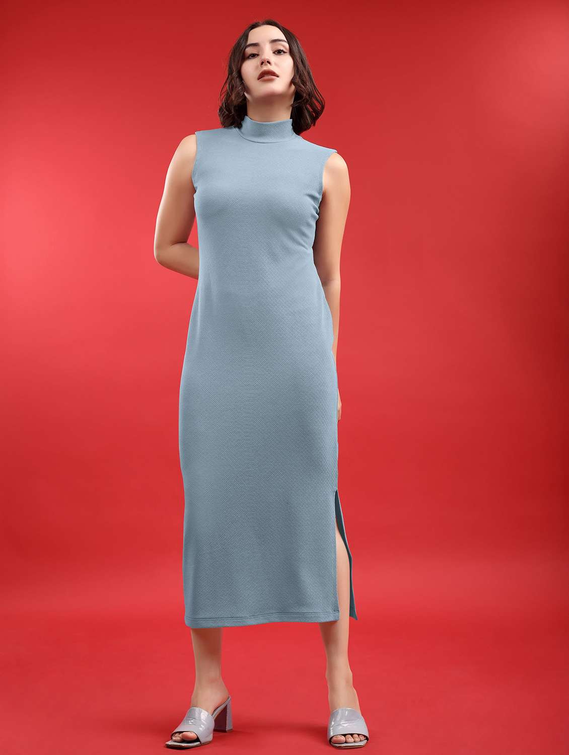 women solid sleeveless sheath dress - 22553334 -  Standard Image - 2