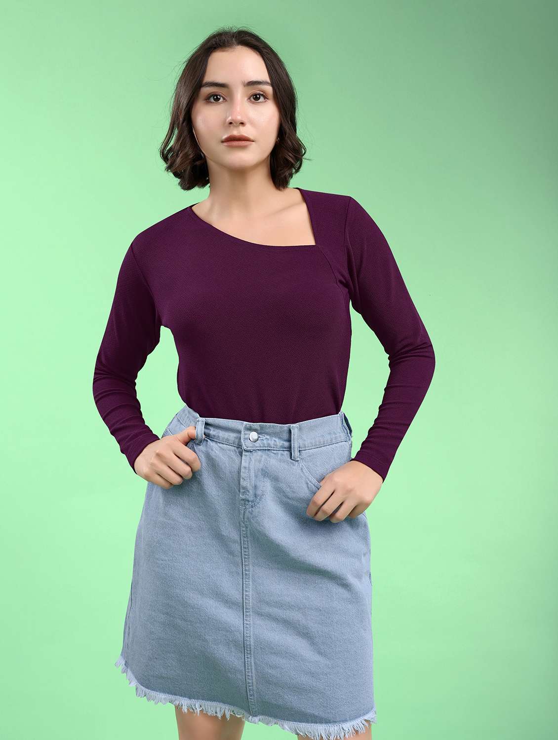women solid long sleeves regular top - 22553573 -  Standard Image - 2