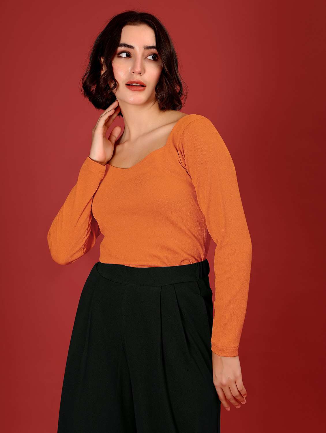 women solid long sleeves regular top - 22553580 -  Standard Image - 2