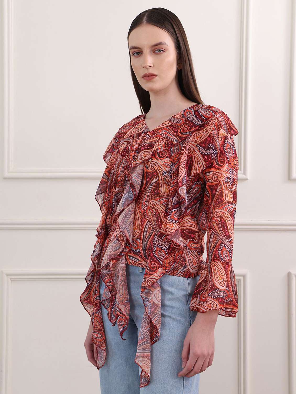 red georgette regular top - 22553602 -  Standard Image - 2