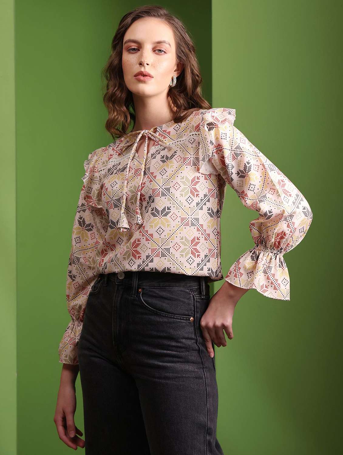 off white cotton blend regular top - 22553608 -  Standard Image - 2
