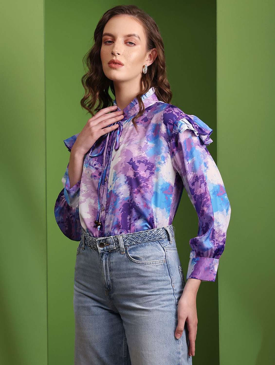 purple polyester shirt top - 22553618 -  Standard Image - 2